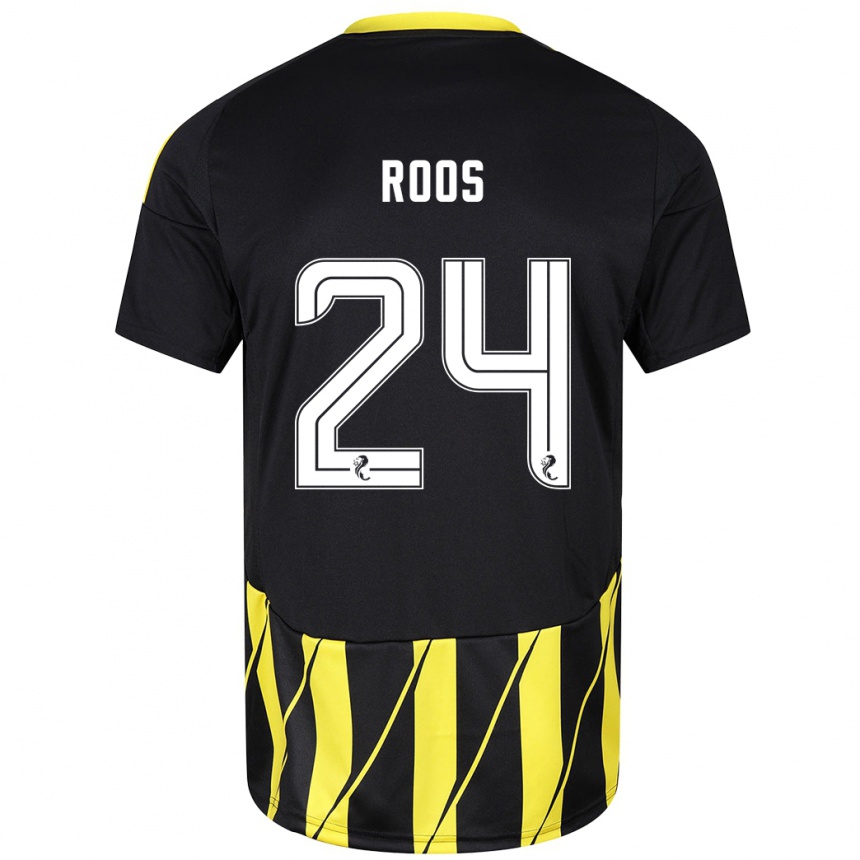 Men Football Kelle Roos #24 Black Yellow Away Jersey 2024/25 T-Shirt Australia