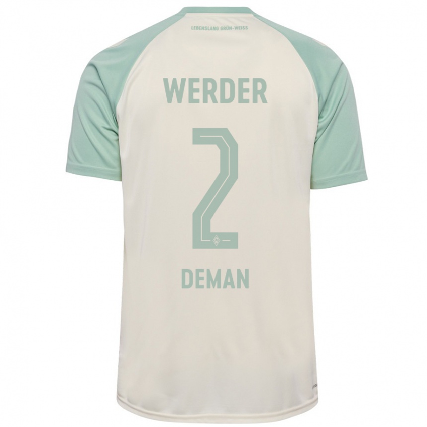 Men Football Olivier Deman #2 Off-White Light Green Away Jersey 2024/25 T-Shirt Australia