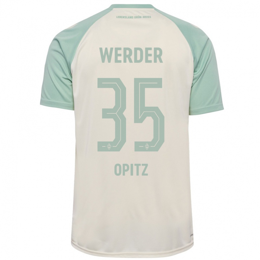 Men Football Leon Opitz #35 Off-White Light Green Away Jersey 2024/25 T-Shirt Australia