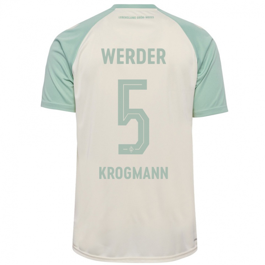 Men Football Avid Krogmann #5 Off-White Light Green Away Jersey 2024/25 T-Shirt Australia