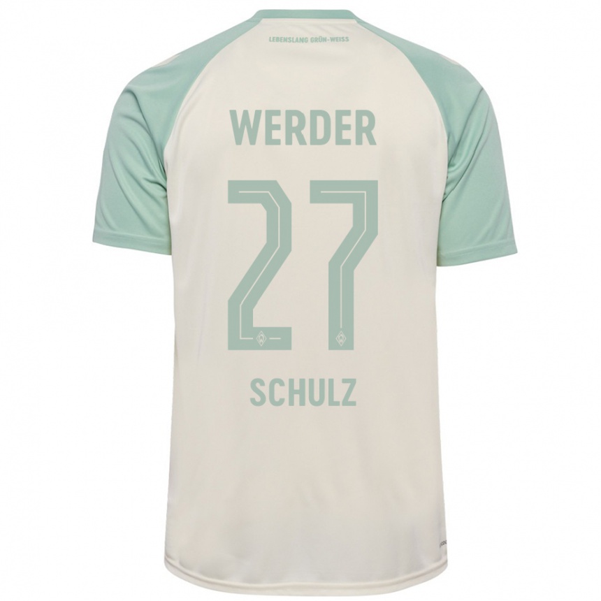 Men Football Ole Schulz #27 Off-White Light Green Away Jersey 2024/25 T-Shirt Australia