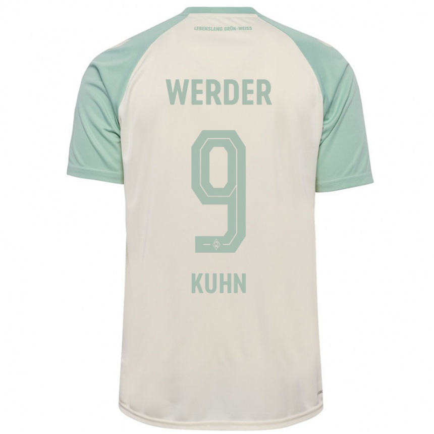 Men Football Philipp Kühn #9 Off-White Light Green Away Jersey 2024/25 T-Shirt Australia