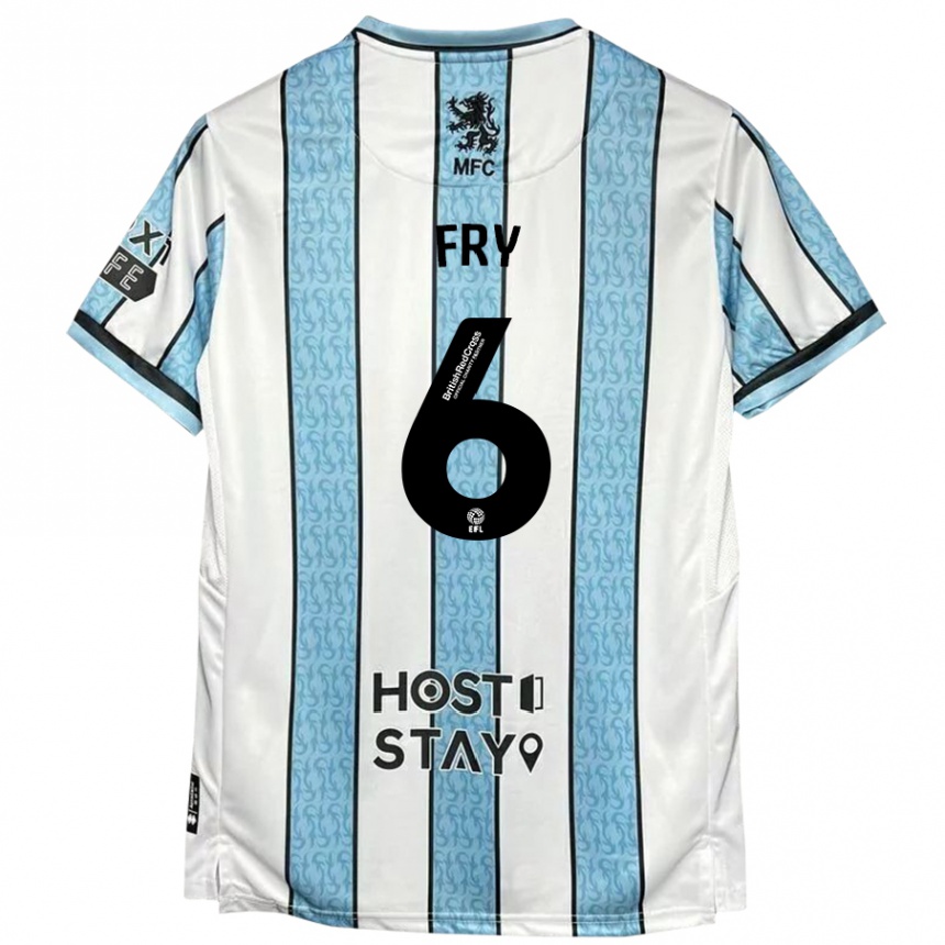 Men Football Dael Fry #6 White Blue Away Jersey 2024/25 T-Shirt Australia