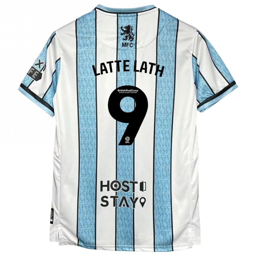 Men Football Emmanuel Latte Lath #9 White Blue Away Jersey 2024/25 T-Shirt Australia