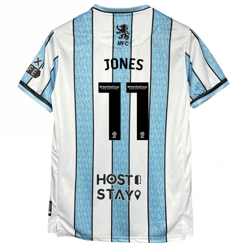 Men Football Isaiah Jones #11 White Blue Away Jersey 2024/25 T-Shirt Australia