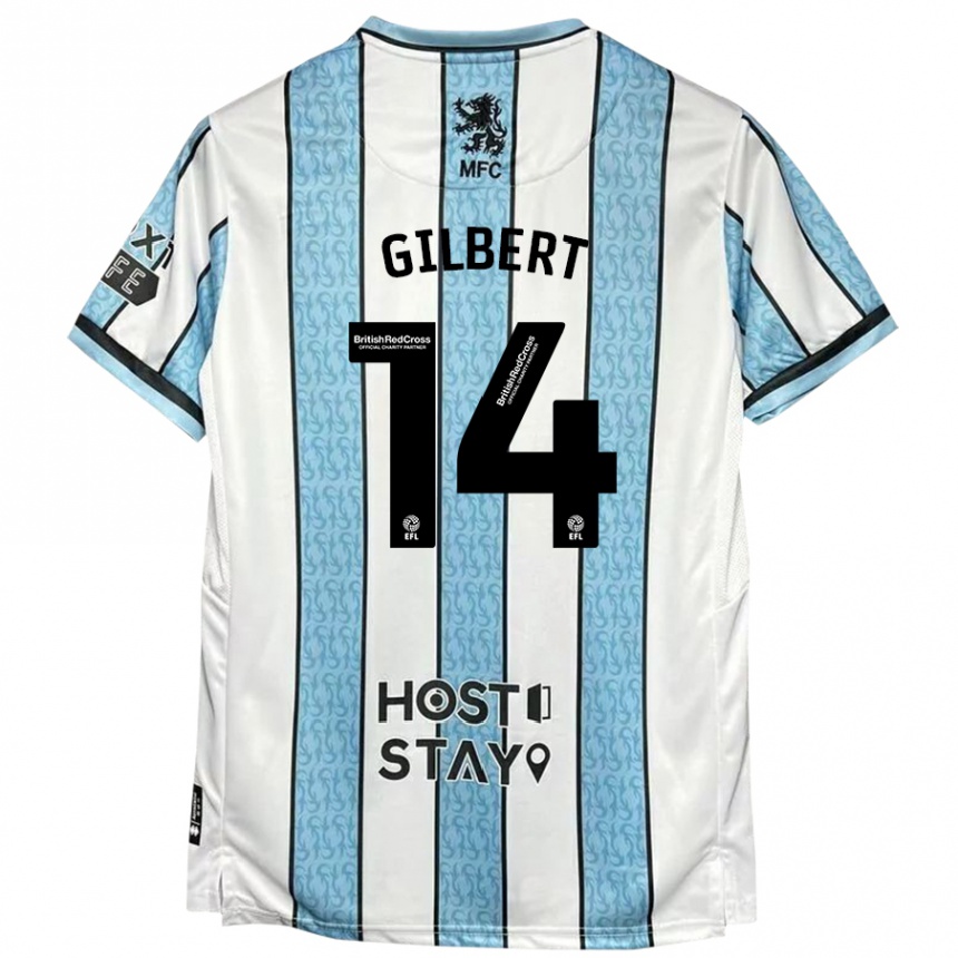 Men Football Alex Gilbert #14 White Blue Away Jersey 2024/25 T-Shirt Australia