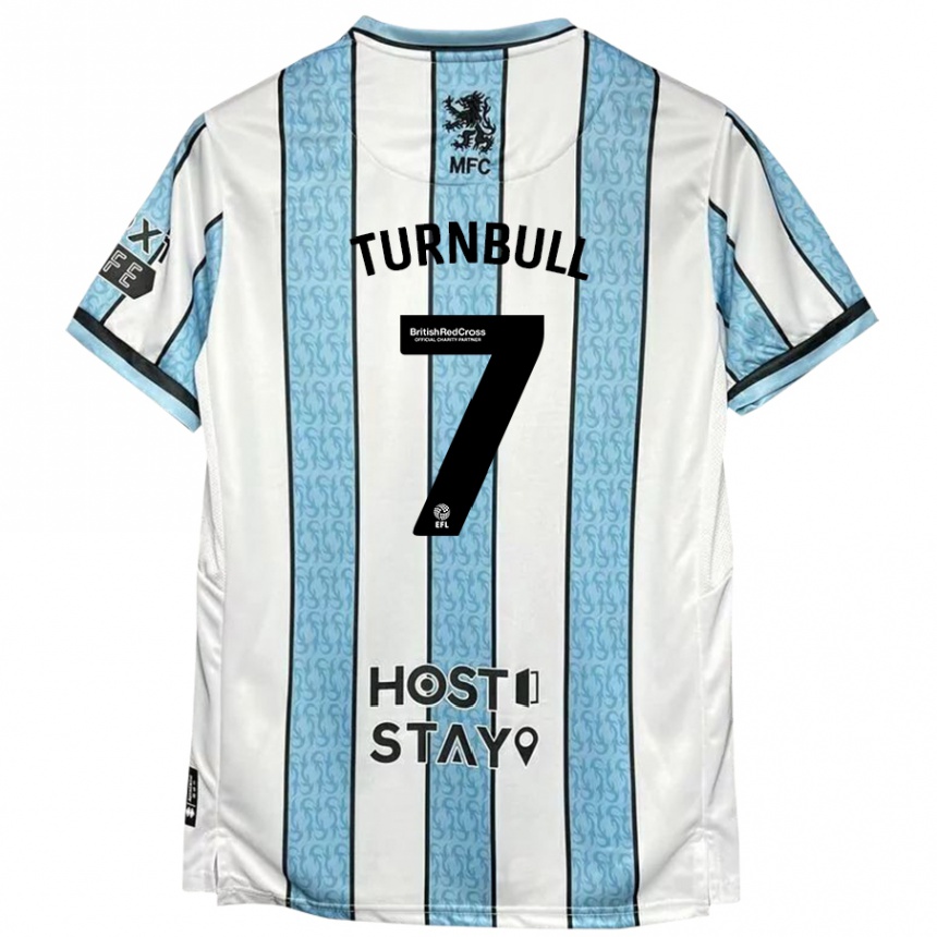 Men Football Ellen Turnbull #7 White Blue Away Jersey 2024/25 T-Shirt Australia