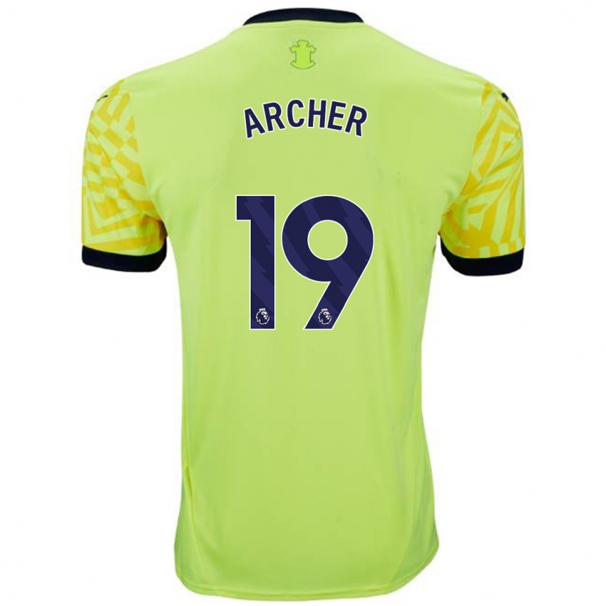 Men Football Cameron Archer #19 Yellow Away Jersey 2024/25 T-Shirt Australia