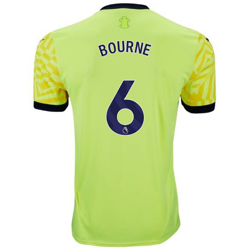 Men Football Tara Bourne #6 Yellow Away Jersey 2024/25 T-Shirt Australia