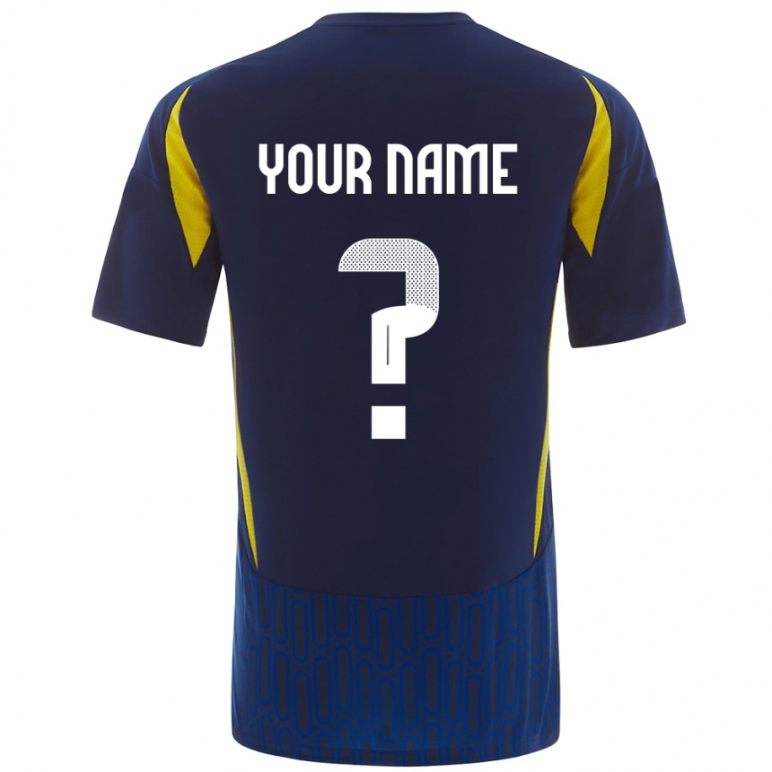 Men Football Your Name #0 Blue Yellow Away Jersey 2024/25 T-Shirt Australia