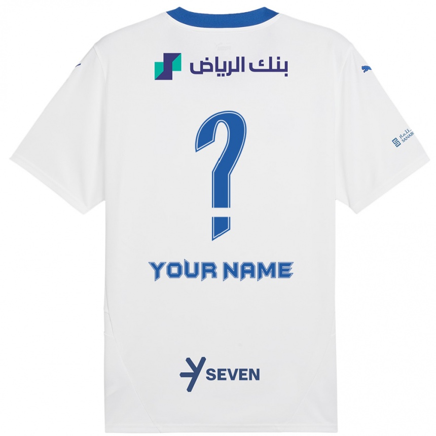 Men Football Your Name #0 White Blue Away Jersey 2024/25 T-Shirt Australia