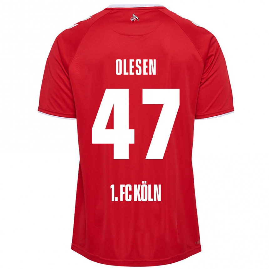 Men Football Mathias Olesen #47 Red White Away Jersey 2024/25 T-Shirt Australia