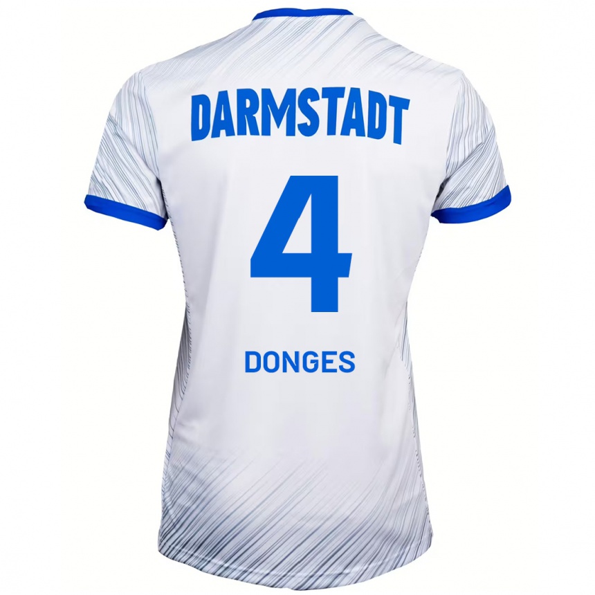 Men Football Julian Donges #4 White Blue Away Jersey 2024/25 T-Shirt Australia