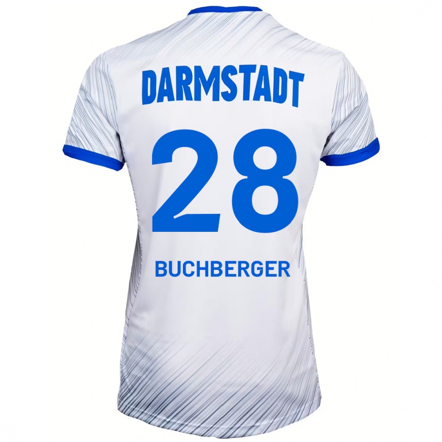 Men Football Jonas Buchberger #28 White Blue Away Jersey 2024/25 T-Shirt Australia