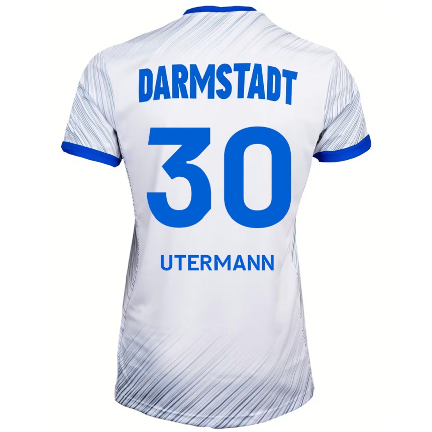 Men Football Anton Utermann #30 White Blue Away Jersey 2024/25 T-Shirt Australia