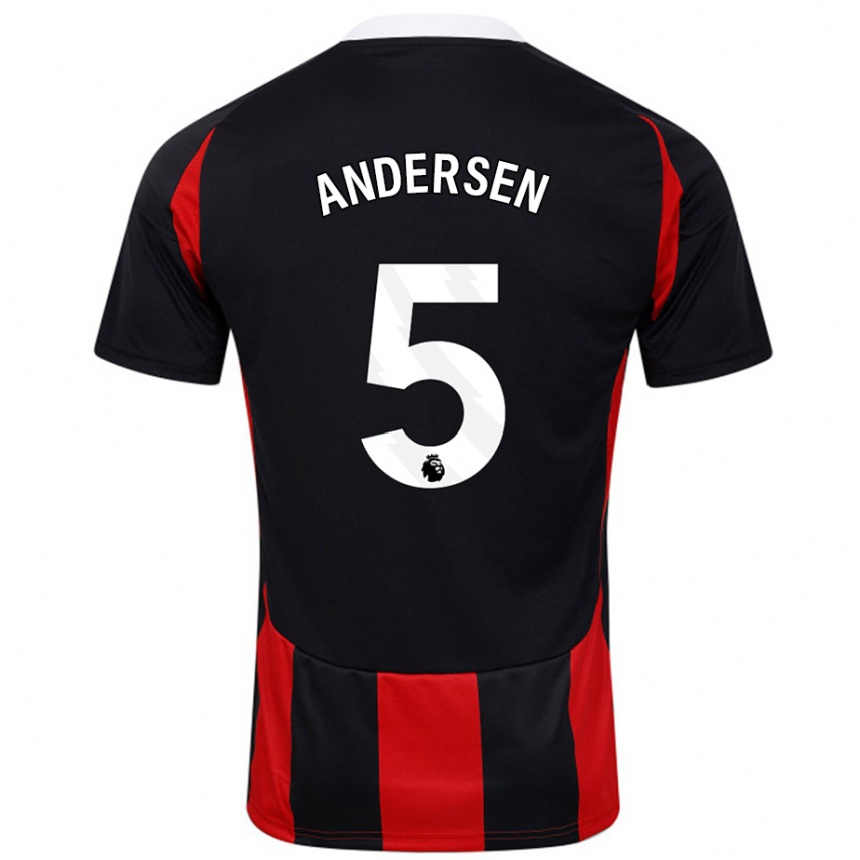 Men Football Joachim Andersen #5 Black Red Away Jersey 2024/25 T-Shirt Australia