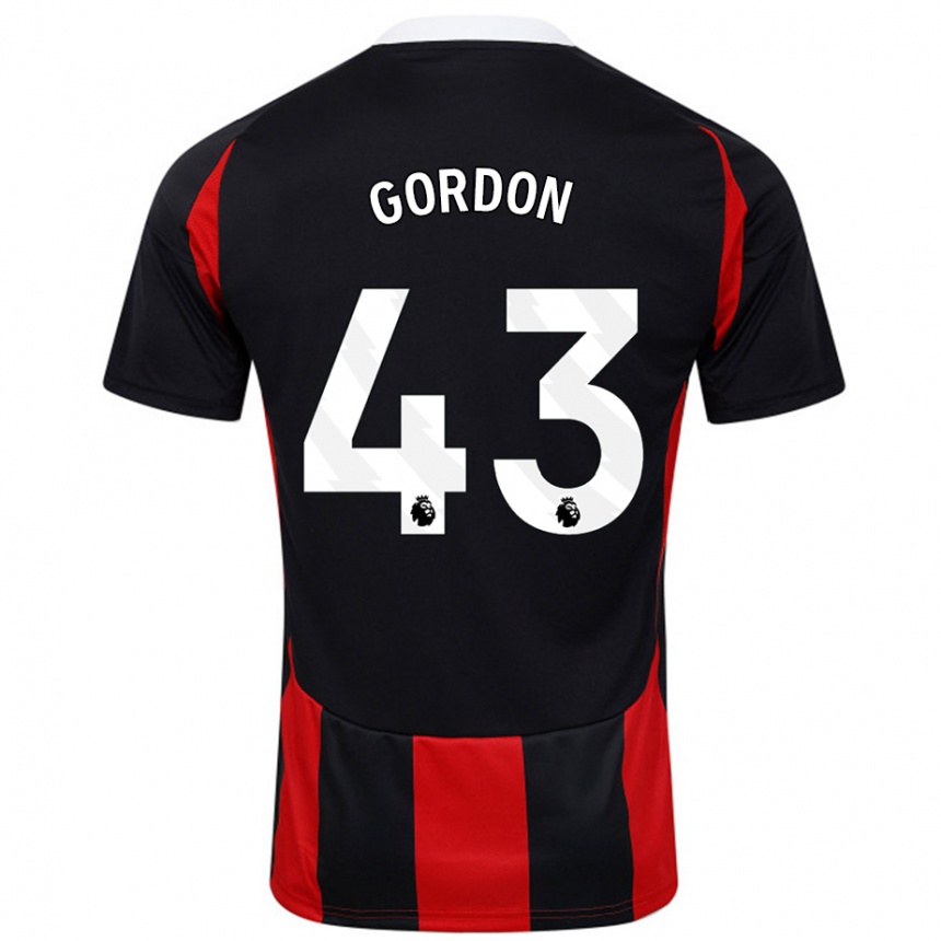 Men Football Lemar Gordon #43 Black Red Away Jersey 2024/25 T-Shirt Australia