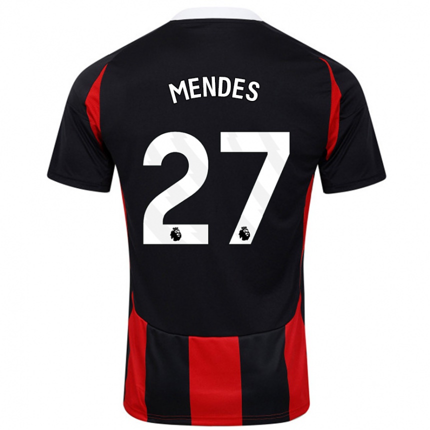 Men Football Megalie Mendes #27 Black Red Away Jersey 2024/25 T-Shirt Australia