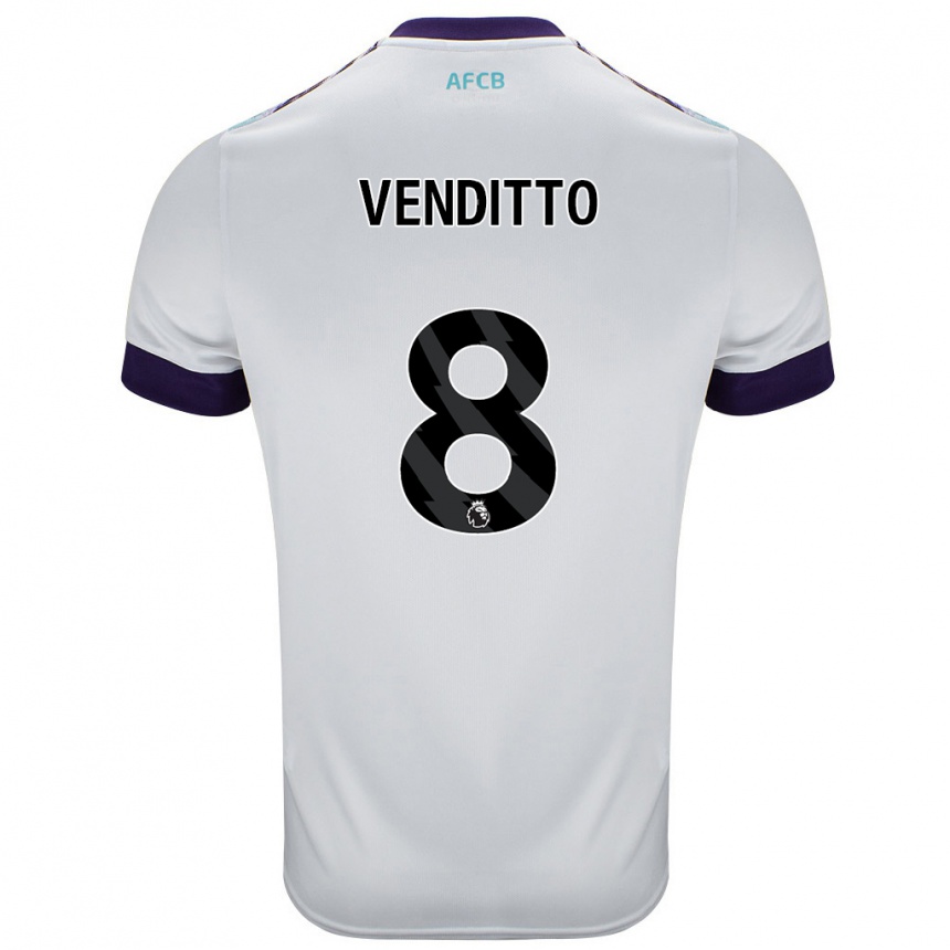 Men Football Olivia Venditto #8 White Green Purple Away Jersey 2024/25 T-Shirt Australia