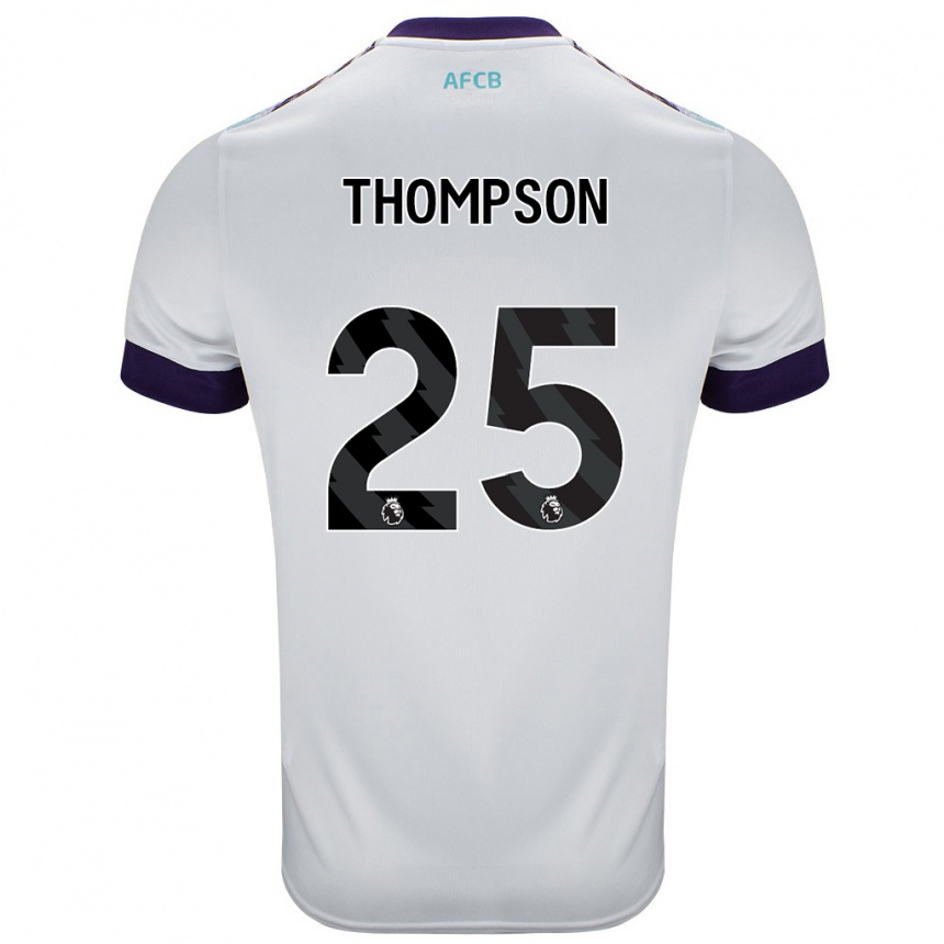 Men Football Kenni Thompson #25 White Green Purple Away Jersey 2024/25 T-Shirt Australia