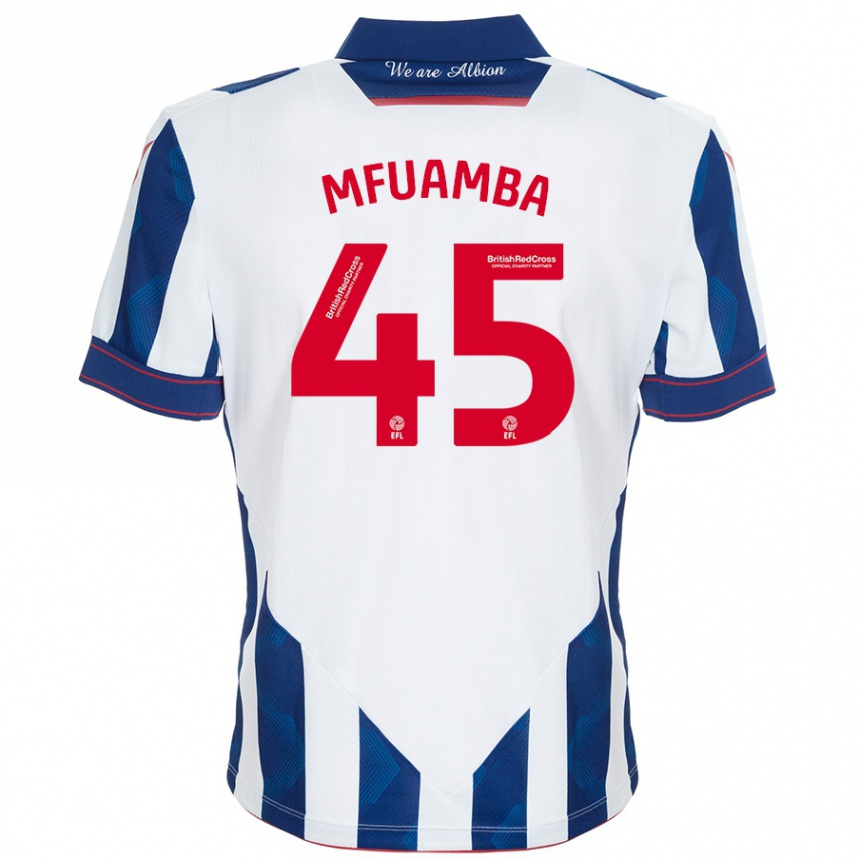 Women Football Kevin Mfuamba #45 White Dark Blue Home Jersey 2024/25 T-Shirt Australia