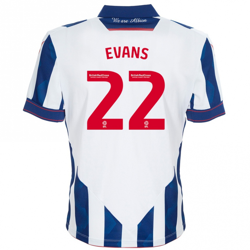 Women Football Kate Evans #22 White Dark Blue Home Jersey 2024/25 T-Shirt Australia