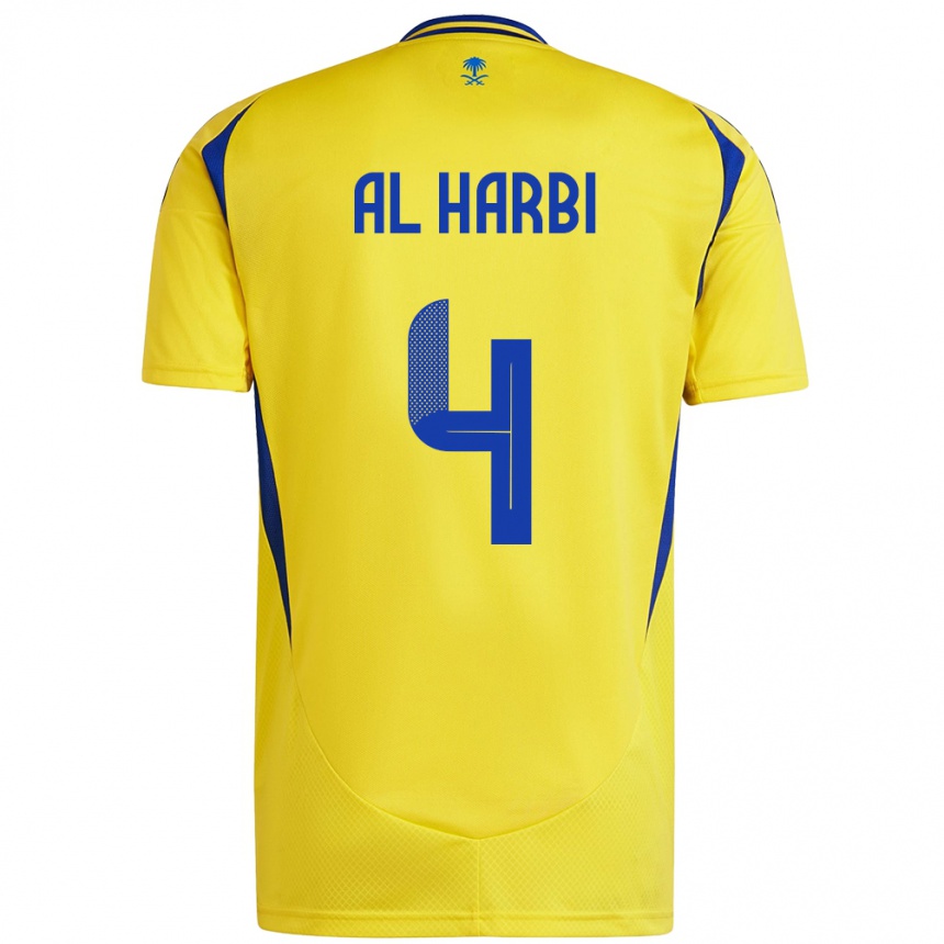 Women Football Fay Al-Harbi #4 Yellow Blue Home Jersey 2024/25 T-Shirt Australia