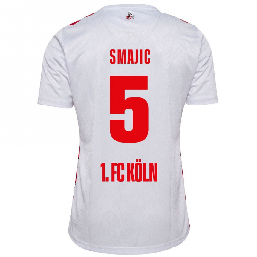 Women Football Rijad Smajic #5 White Red Home Jersey 2024/25 T-Shirt Australia