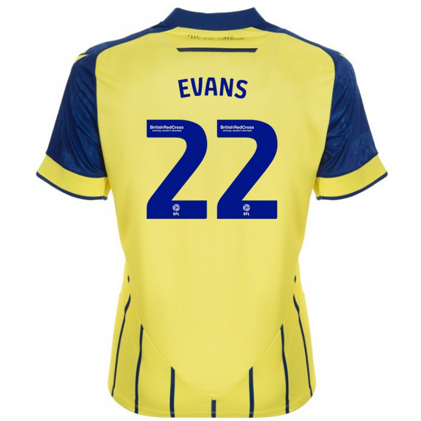 Women Football Kate Evans #22 Yellow Blue Away Jersey 2024/25 T-Shirt Australia