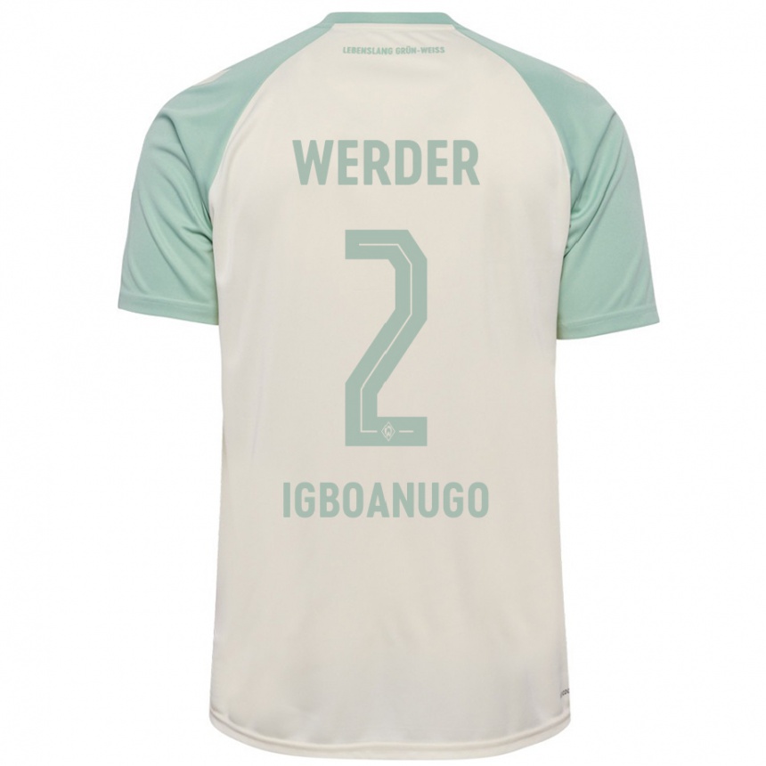 Women Football David Igboanugo #2 Off-White Light Green Away Jersey 2024/25 T-Shirt Australia