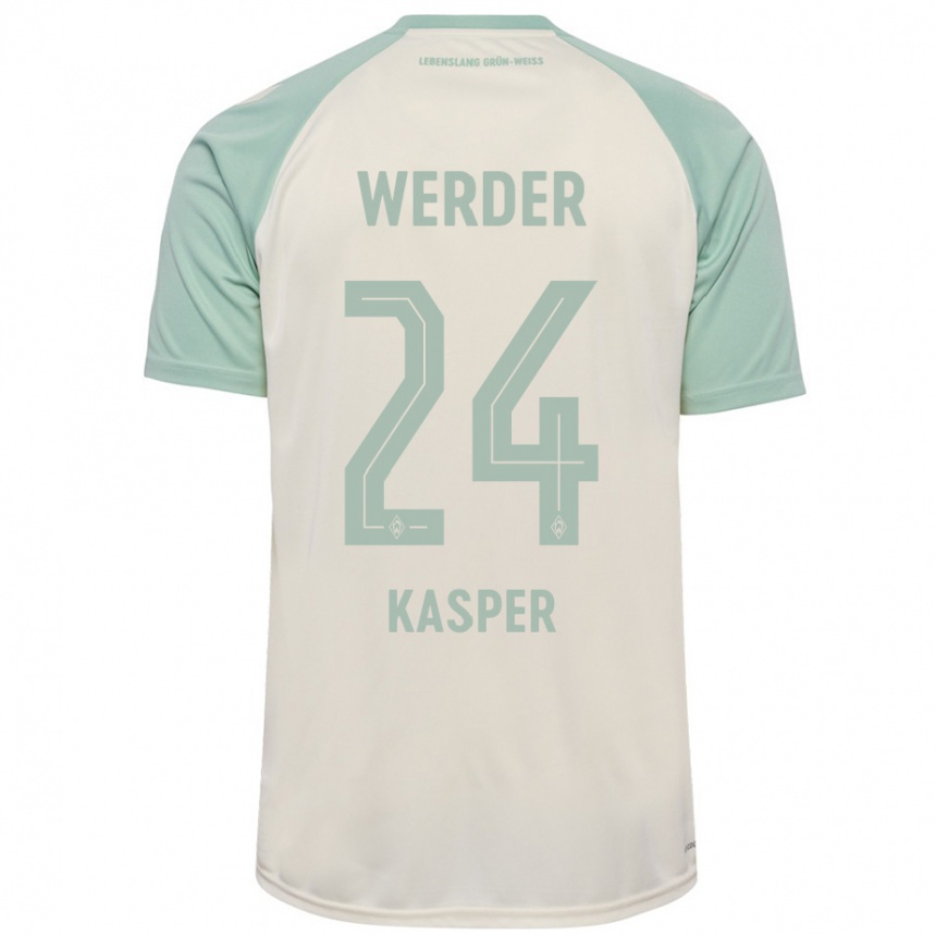 Women Football Dominik Kasper #24 Off-White Light Green Away Jersey 2024/25 T-Shirt Australia