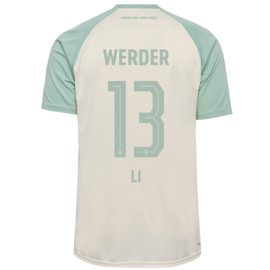 Women Football Xiancheng Li #13 Off-White Light Green Away Jersey 2024/25 T-Shirt Australia