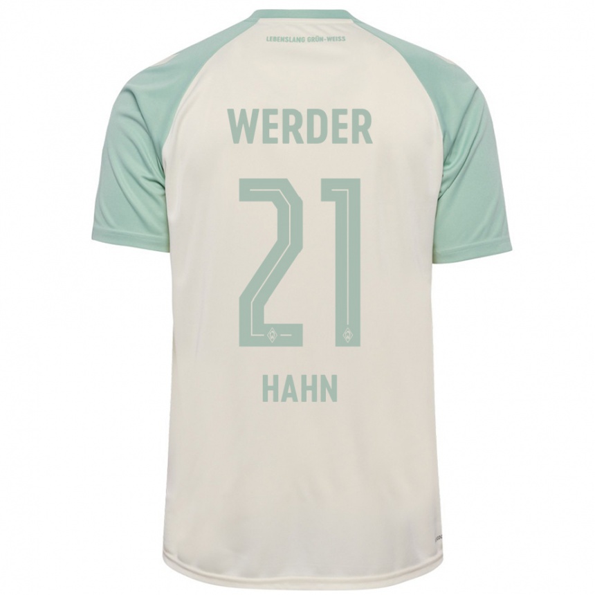 Women Football Chiara Hahn #21 Off-White Light Green Away Jersey 2024/25 T-Shirt Australia