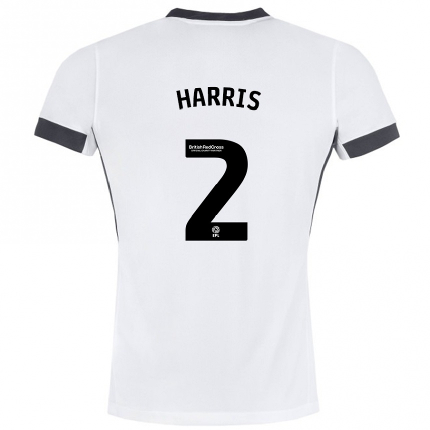 Women Football Martha Harris #2 White Black Away Jersey 2024/25 T-Shirt Australia