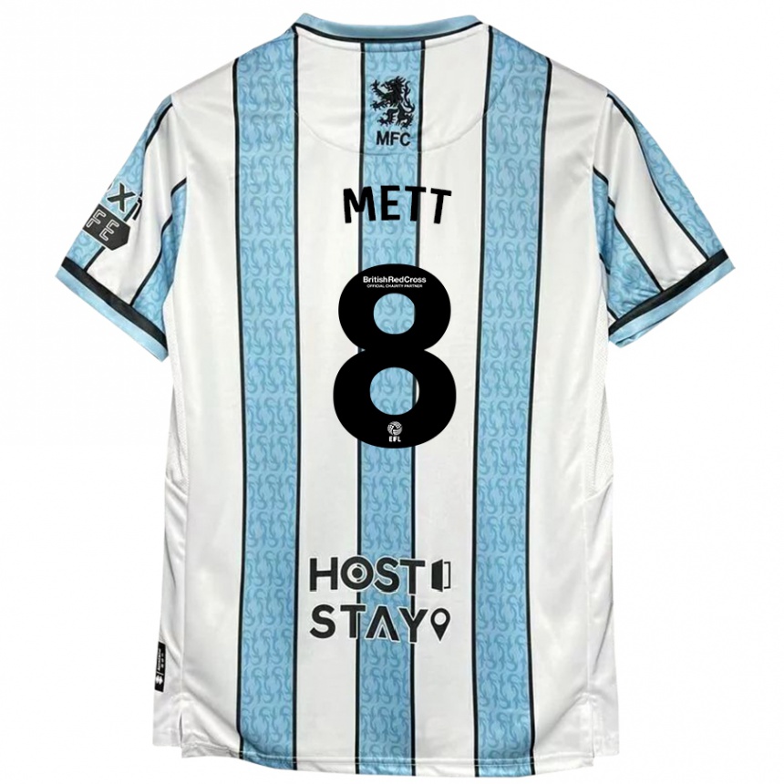 Women Football Jessica Mett #8 White Blue Away Jersey 2024/25 T-Shirt Australia