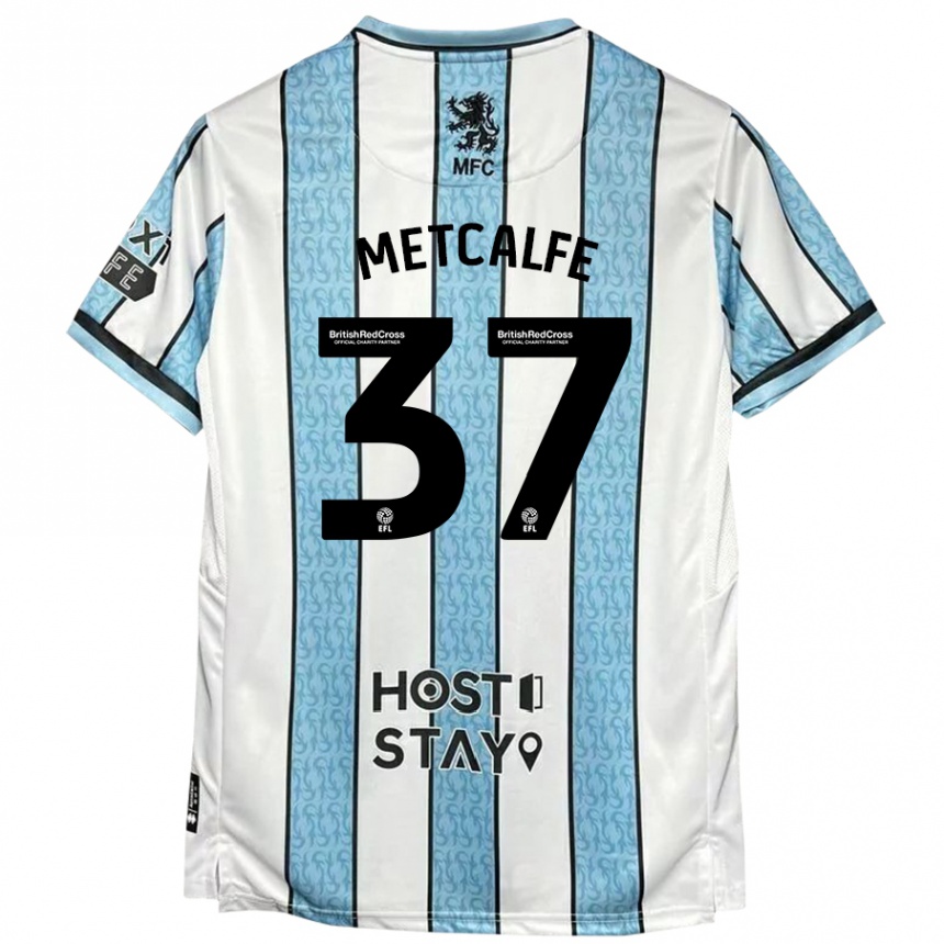 Women Football Max Metcalfe #37 White Blue Away Jersey 2024/25 T-Shirt Australia