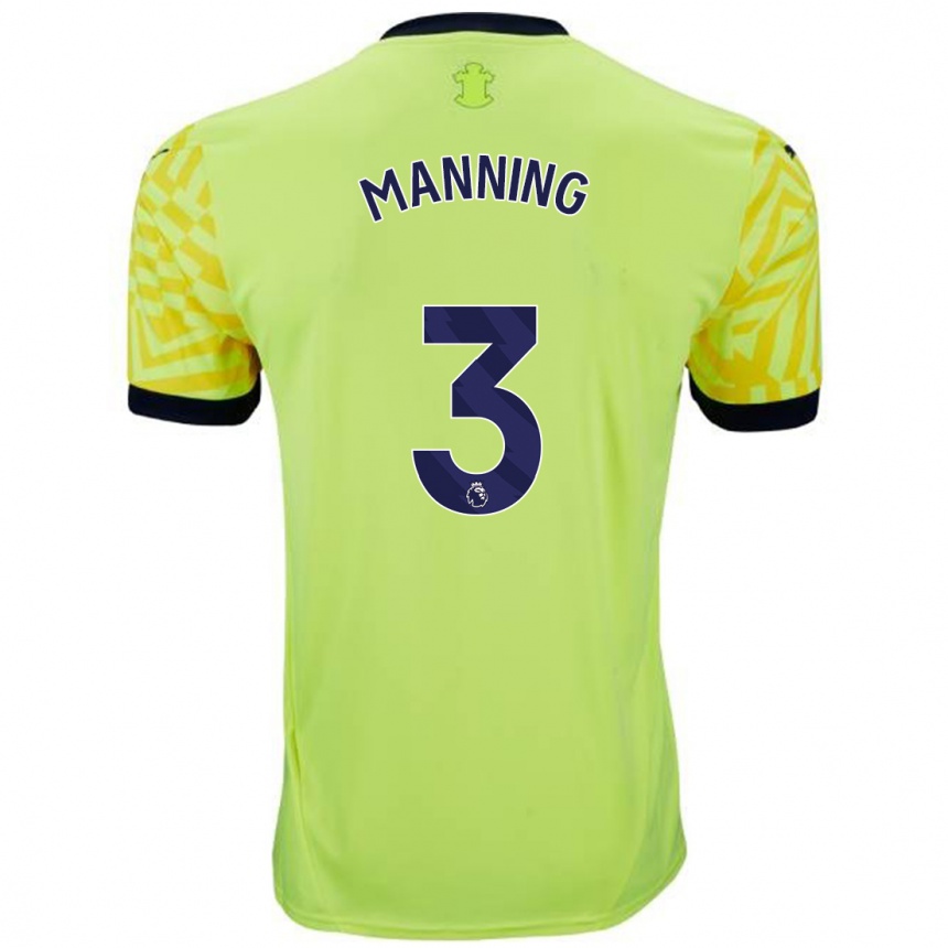 Women Football Ryan Manning #3 Yellow Away Jersey 2024/25 T-Shirt Australia