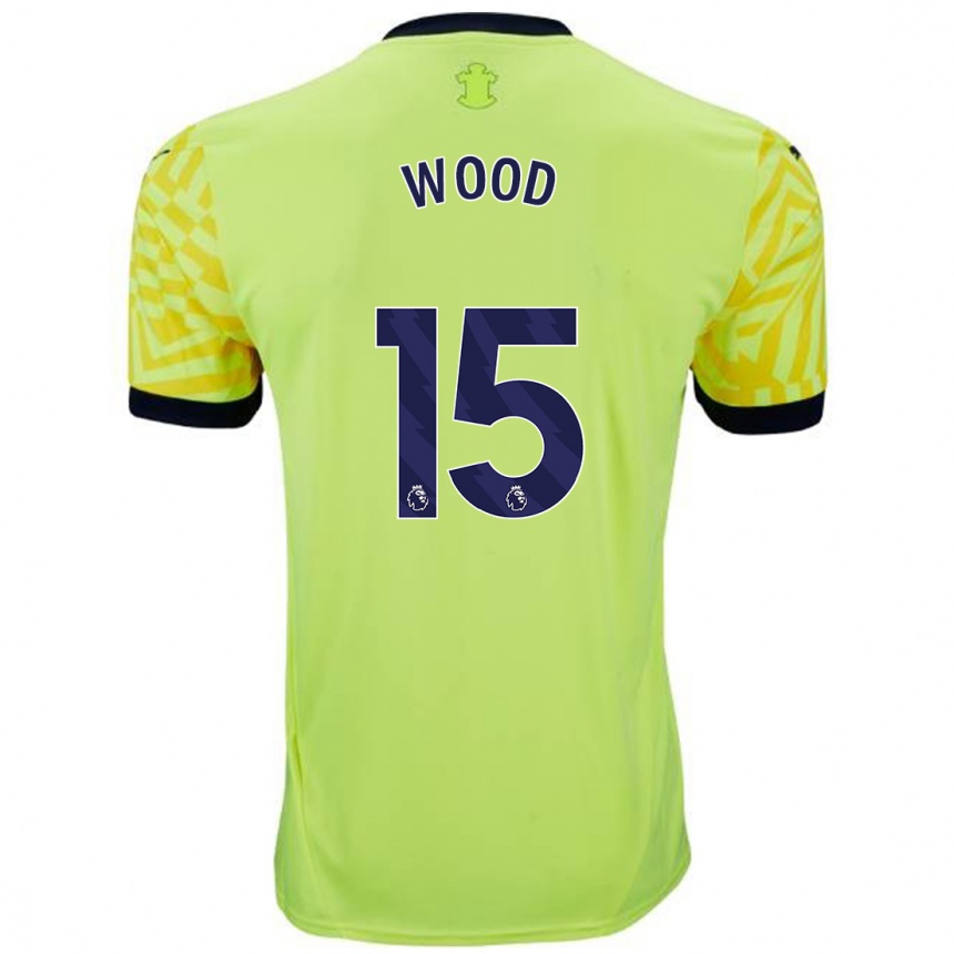 Women Football Nathan Wood #15 Yellow Away Jersey 2024/25 T-Shirt Australia