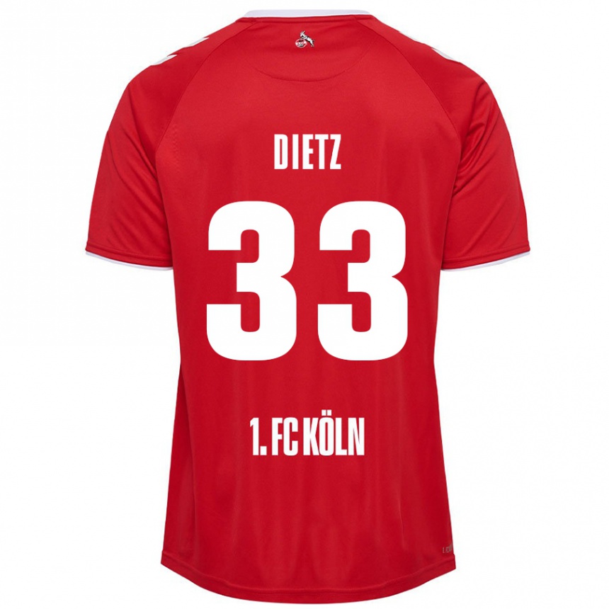 Women Football Florian Dietz #33 Red White Away Jersey 2024/25 T-Shirt Australia