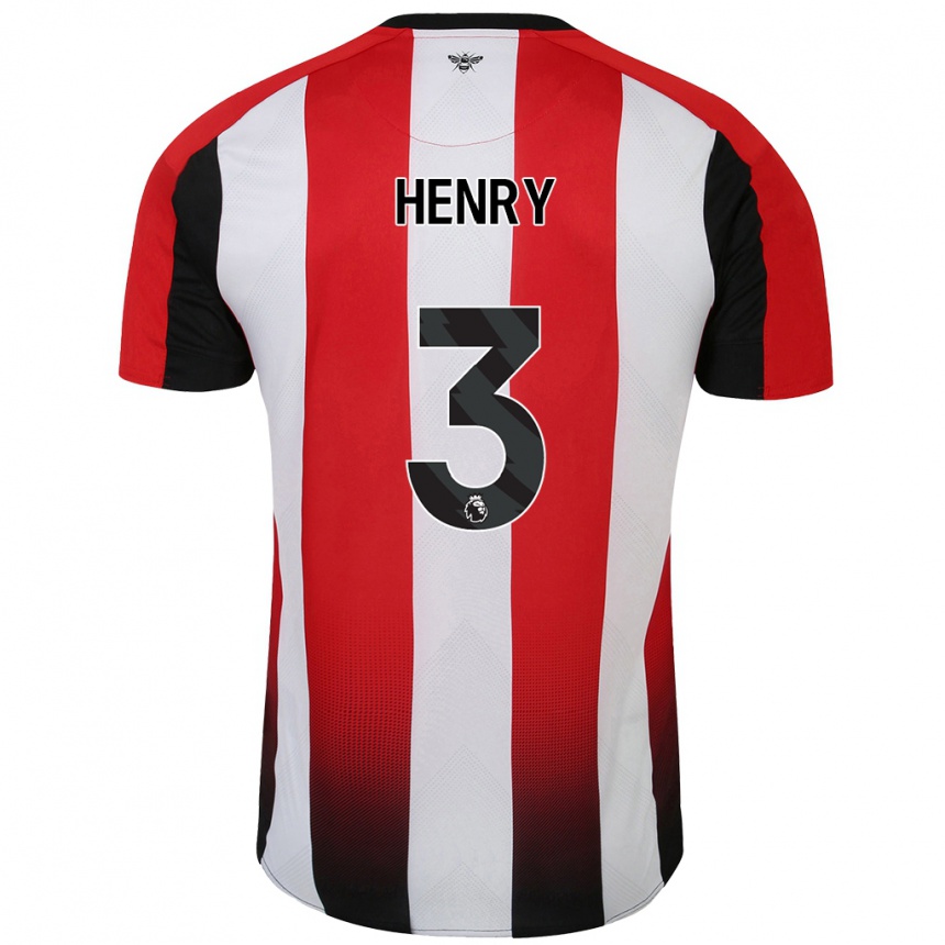 Kids Football Rico Henry #3 Red White Home Jersey 2024/25 T-Shirt Australia