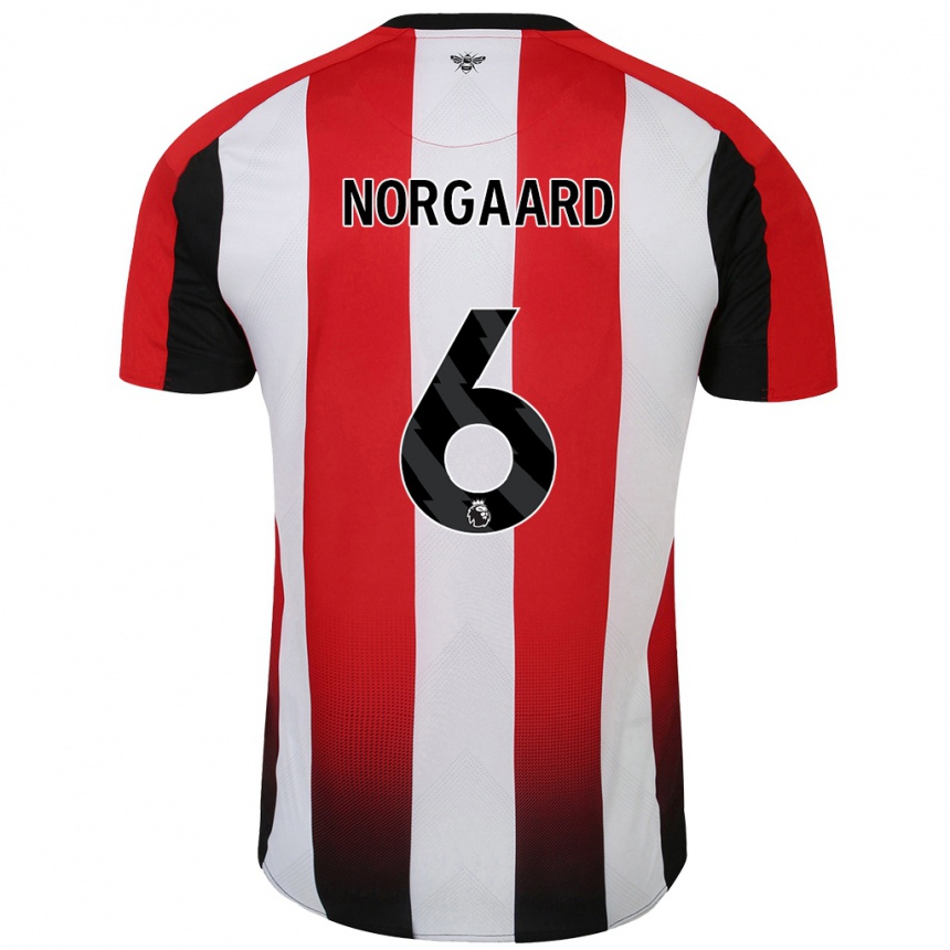 Kids Football Christian Nørgaard #6 Red White Home Jersey 2024/25 T-Shirt Australia