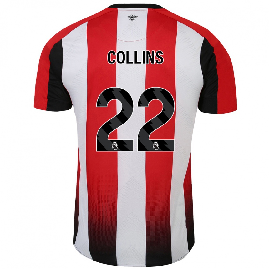 Kids Football Nathan Collins #22 Red White Home Jersey 2024/25 T-Shirt Australia