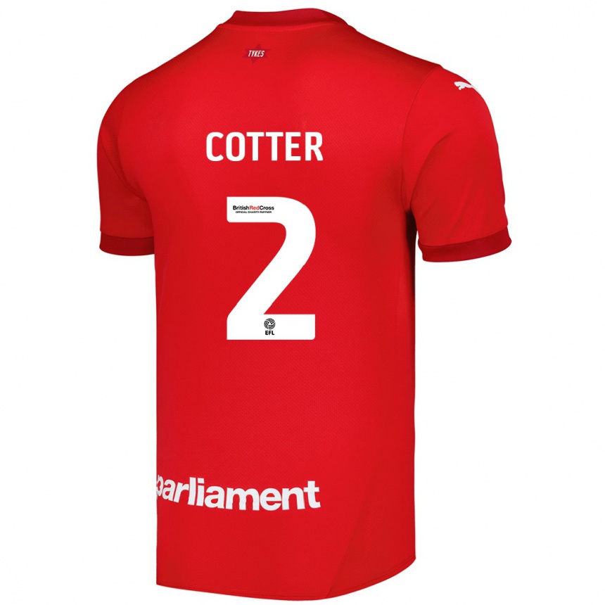 Kids Football Barry Cotter #2 Red Home Jersey 2024/25 T-Shirt Australia