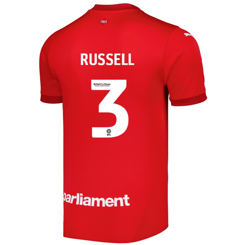 Kids Football Jon Russell #3 Red Home Jersey 2024/25 T-Shirt Australia