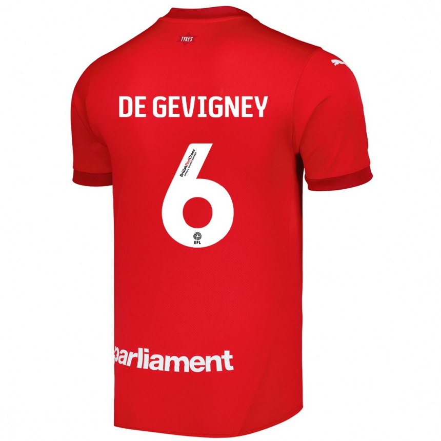 Kids Football Maël De Gevigney #6 Red Home Jersey 2024/25 T-Shirt Australia