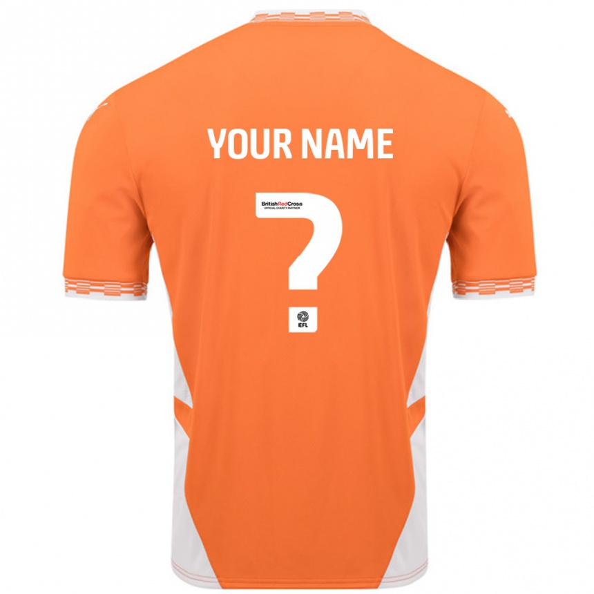 Kids Football Your Name #0 Orange White Home Jersey 2024/25 T-Shirt Australia