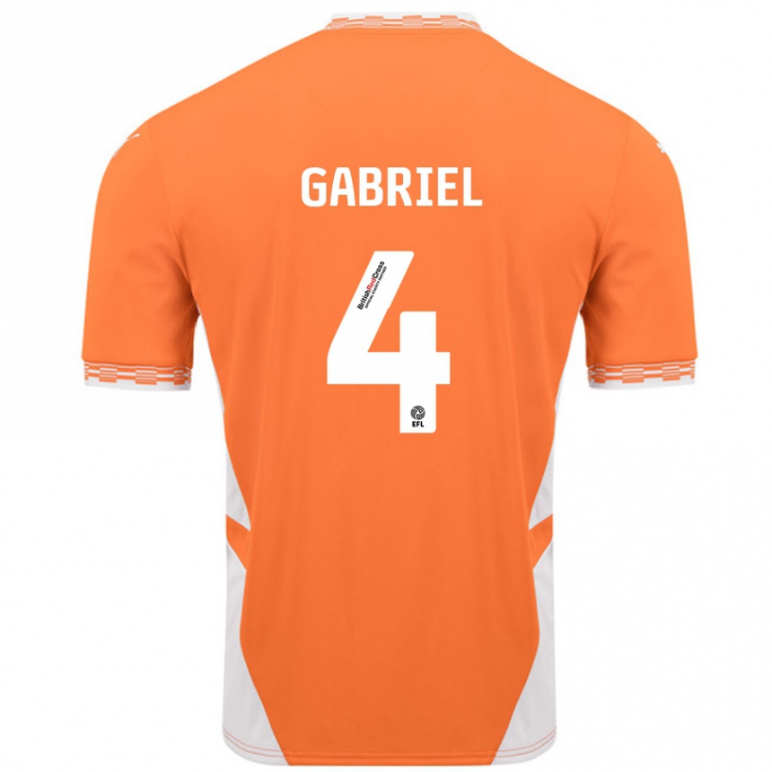 Kids Football Jordan Lawrence-Gabriel #4 Orange White Home Jersey 2024/25 T-Shirt Australia