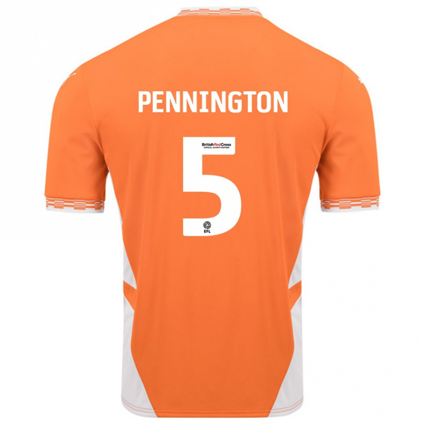 Kids Football Matthew Pennington #5 Orange White Home Jersey 2024/25 T-Shirt Australia