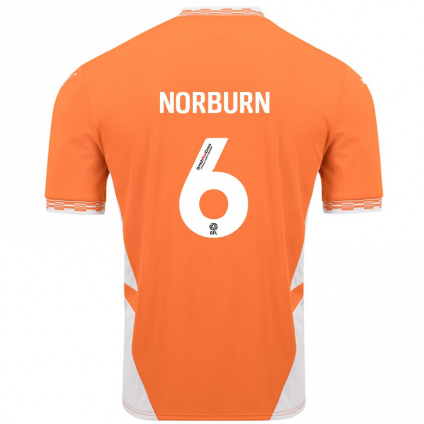 Kids Football Oliver Norburn #6 Orange White Home Jersey 2024/25 T-Shirt Australia