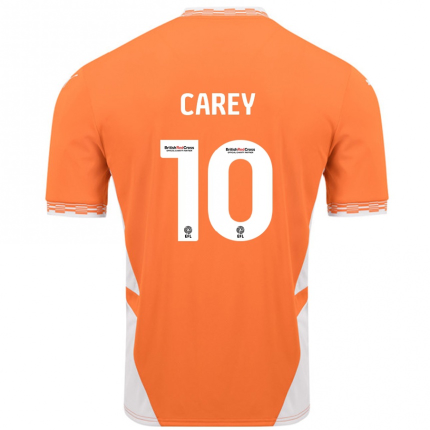 Kids Football Sonny Carey #10 Orange White Home Jersey 2024/25 T-Shirt Australia